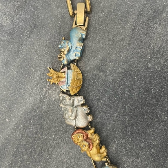 Vintage Noah’s Ark Slide Enamel Charm Gold Bracelet - Picture 6 of 11